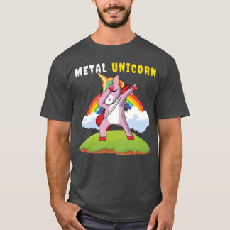 Dabbing Eenhoorn Regenboog Metaal Muziek Heavy Roc T-shirt