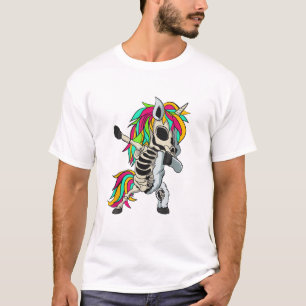 Dabbing Eenhoorn Skelet Halloween T-Shirt