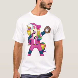 Dabbing Eenhoorn Softbal Regenboog Honkbal Meisjes T-shirt