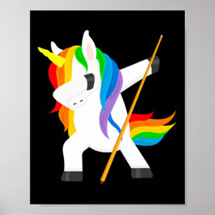 Dabbing Eenhoorn spelen biljart Dab Dance Funny Poster