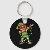 Dabbing Elf Claus kerstboomlampjes Kinder Sleutelhanger (Voorkant)