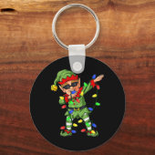 Dabbing Elf Claus kerstboomlampjes Kinder Sleutelhanger (Achterkant)