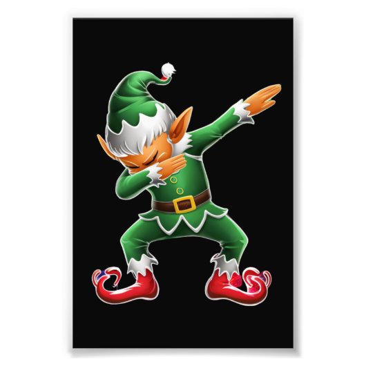 Dabbing Elf Costume-kerstfeestdagen Foto Afdruk (Voorkant)