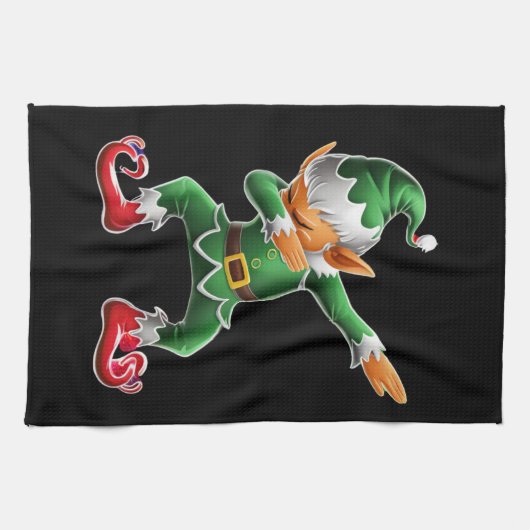 Dabbing Elf Costume-kerstfeestdagen Theedoek (Horizontaal)