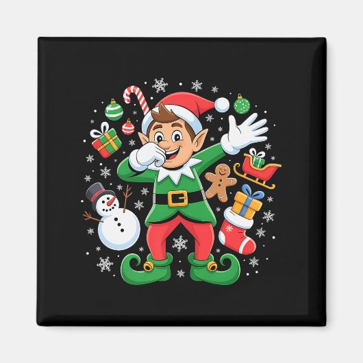 Dabbing Elf Friends Xmas Boys Girls Dabbing Christ Magneet (Voorkant)