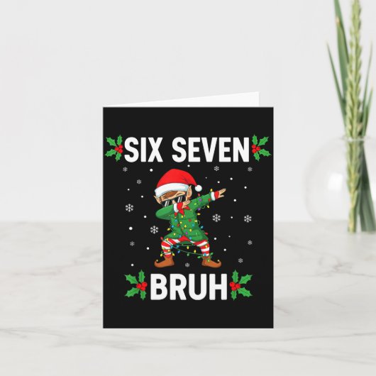 Dabbing Elf Six Seven Bruh Christmas 67 Meme Xmas Kaart (Voorkant)