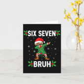 Dabbing Elf Six Seven Bruh Christmas 67 Meme Xmas Kaart (Gele Bloem)