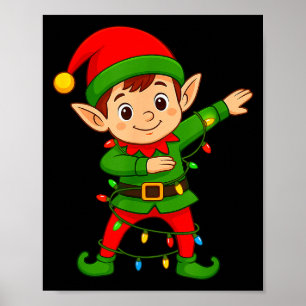 Dabbing Elf T-shirt Kostuum Kerst Team Mannen Jong Poster