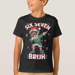Dabbing Elf Zes Zeven Bruh Kerstmis 67 Meme Xmas T-shirt