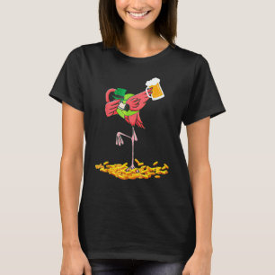 Dabbing Flamingo Drink Beer St Patrick's Day Irish T-shirt