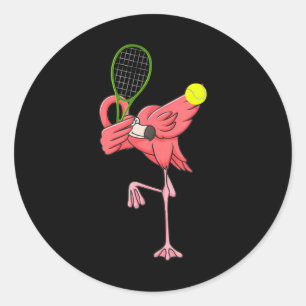 Dabbing Flamingo Tennisser Flamingo Ronde Sticker