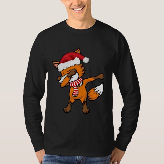 Dabbing Fox Santa Hat Christmas Xmas For Boys Men  T-shirt (Voorkant)