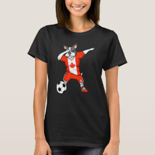 Dabbing French Bulldog Canada Soccer Fans Jersey F T-shirt