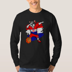 Dabbing French Bulldog Kroatië Basketball Fan Jers T-shirt