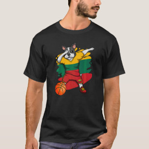 Dabbing French Bulldog Litouwen Basketball Fan Je T-shirt