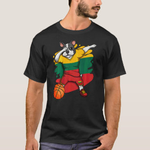 Dabbing French Bulldog Litouwen Basketball Fan Je T-shirt