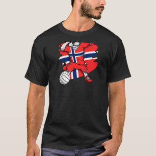 Dabbing French Bulldog Noorwegen Volleyball Fan Je T-shirt