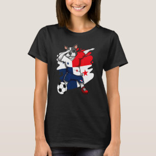 Dabbing French Bulldog Panama Soccer Fans Jersey F T-shirt