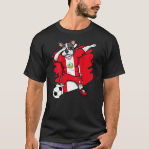 Dabbing French Bulldog Peru Soccer Fans Jersey Foo T-shirt