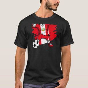 Dabbing French Bulldog Peru Soccer Fans Jersey Foo T-shirt