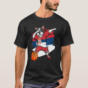 Dabbing French Bulldog Servië Basketball Fan Jerse T-shirt