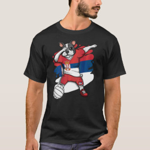 Dabbing French Bulldog Servië Volleyball Fan Jerse T-shirt