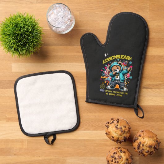 DABBING FUTURE LESSONS LEARN POT HOLDER OVENWANT & PANNENLAP SET (Top down)