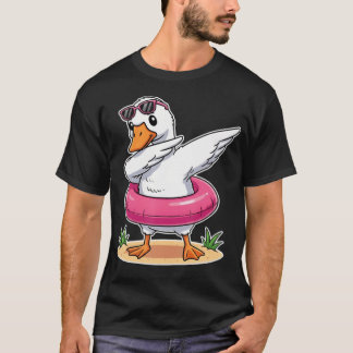 Dabbing Gans Grappige Eend Zomer Strand Zwembad T-shirt