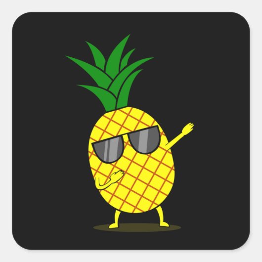 Dabbing gele ananas DAB grappige dansen fruit Vierkante Sticker (Voorkant)