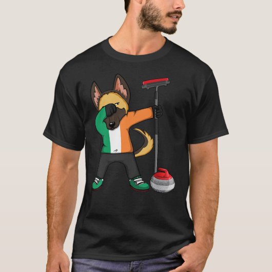 Dabbing German Shepherd Ireland Curling Fans Jerse T-shirt (Voorkant)