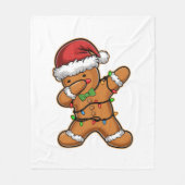 Dabbing Gingerbread Tree Light Kerstmis Fleece Deken (Voorkant)