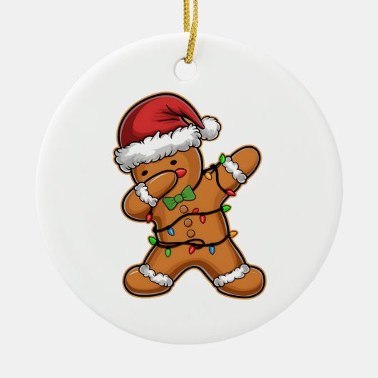 Dabbing Gingerbread Tree Light Kerstmis Keramisch Ornament (Voorkant)