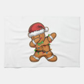 Dabbing Gingerbread Tree Light Kerstmis Theedoek (Horizontaal)