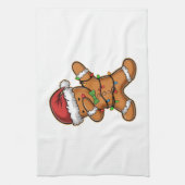 Dabbing Gingerbread Tree Light Kerstmis Theedoek (Verticaal)
