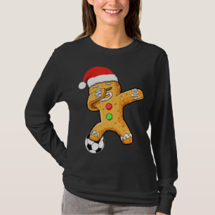 Dabbing Gingerbrood Santa Soccer Kerstmis Pajama T-shirt