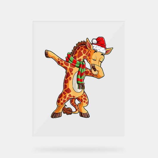 Dabbing Giraffe Père Noël T Shirt Christmas Kids B (Recto)