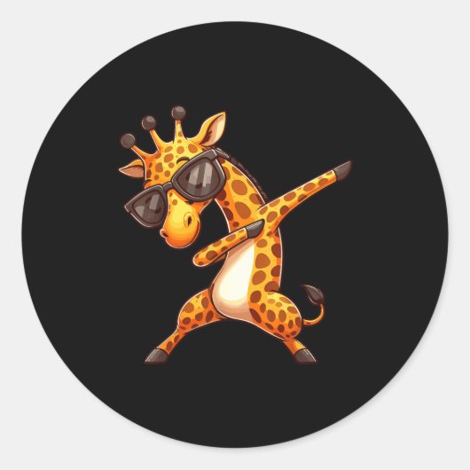 Dabbing Giraffe  Ronde Sticker (Voorkant)