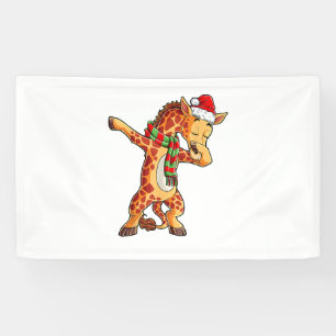 Dabbing Giraffe Santa T Shirt Kerst Kinder Jongens Spandoek
