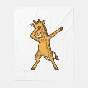Dabbing Giraffe Vintage Gravure T-Shirt Ontwerp_1 Fleece Deken