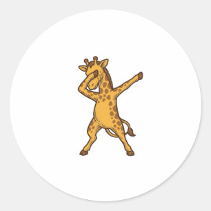 Dabbing Giraffe Vintage Gravure T-Shirt Ontwerp_1 Ronde Sticker