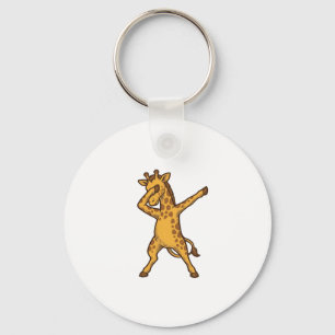 Dabbing Giraffe Vintage Gravure T-Shirt Ontwerp_1 Sleutelhanger