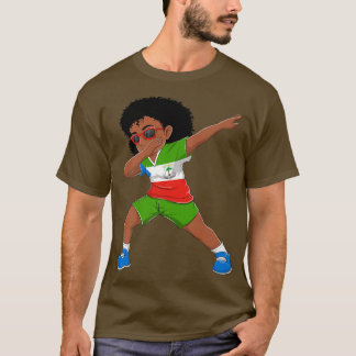 Dabbing Girl Equatorial Guinea Flag Kids Dab Dance T-shirt