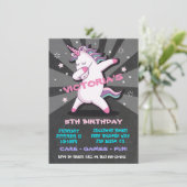 Dabbing GIRL Unicorn Anniversaire Fête Invitation (Debout devant)