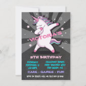 Dabbing GIRL Unicorn Anniversaire Fête Invitation (Devant)