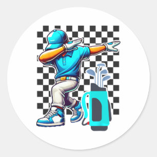 Dabbing Golf Player Golfer Golfing Funny Boys Mann Ronde Sticker