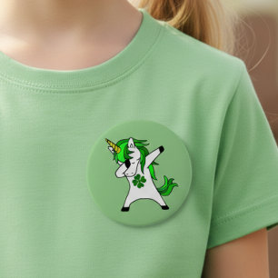 Dabbing Green Unicorn St. Patrick's day Clover Ronde Button 4,0 Cm