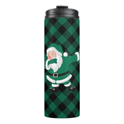 Dabbing Groen Plaid Sinterklaas | Rustieke buffel Thermosbeker (Voorkant)