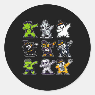 Dabbing Halloween Boys Skeleton Zombie Scary Pumpk Ronde Sticker