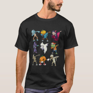 Dabbing Halloween Boys Skeleton Zombie Scary Pumpk T-shirt