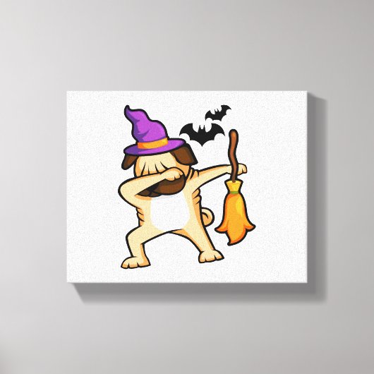 Dabbing Halloween Pug Dog Canvas Afdruk (Voorkant)